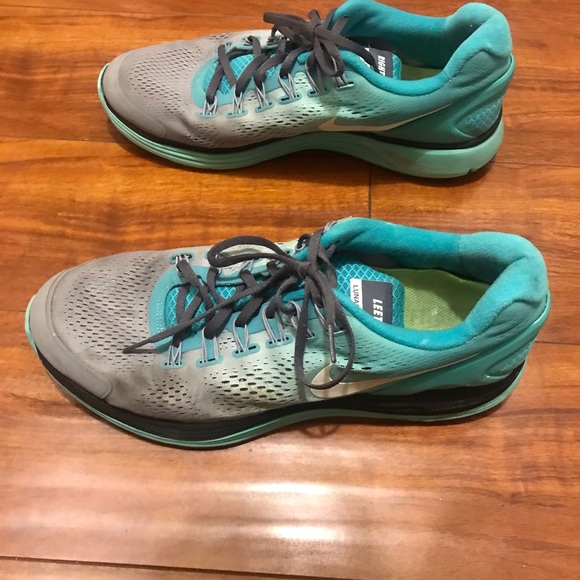 Teal/Gray Custom Nike Lunarglide 5’s size 13M - Picture 3 of 5